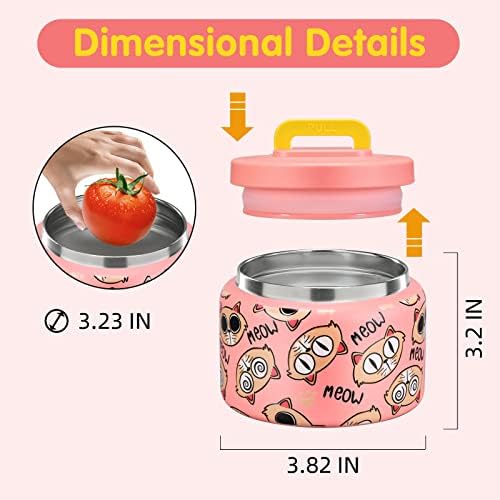 JXXM 8 oz Thermo Food Jar para comida quente e fria para crianças, contêineres de almoço isolados jarra de comida quente, a vácuo à prova de vazamento em aço inoxidável largo lanchone