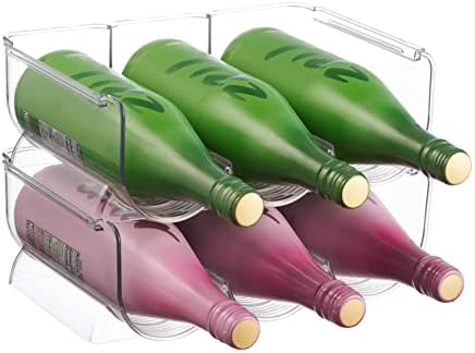 2 Pacote Plástico Plástico Pilotável portadores de garrafas de água - Despensa de cozinha Bins de armazenamento de geladeira