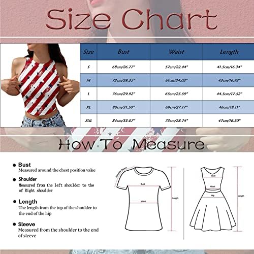 4 de julho Crop top for Women Casual Summer Sexy Sexy Cami Camis American Flag Patriótico Camisas Cropadas Tanques Cropados