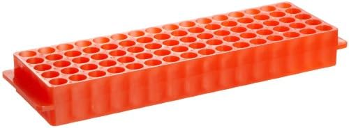 SP BEL-ART PCR reversível e rack de tubo de microcentrífuga; Para tubos de 0,2 ml ou 1,5-2,0 ml, 80 lugares, laranja