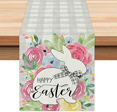 Arkeny Páscoa Floral Bunny Placemats 12x18 polegadas Conjunto de 4, Rabbit Home Dining Indoor Spring Holiday Farmhouse