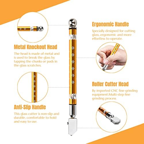 Yoidesu Cutter de vidro portátil Portátil Cutter de vidro do tipo roda com alça sem deslizamento para corte de vidro