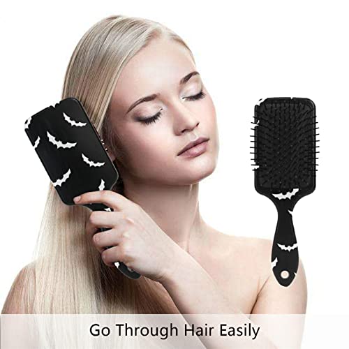 Bats Halloween Goth Hair Brush for Women Girls, Anti estático e Frizz Air Cushion Massage pente para cabelos longos,