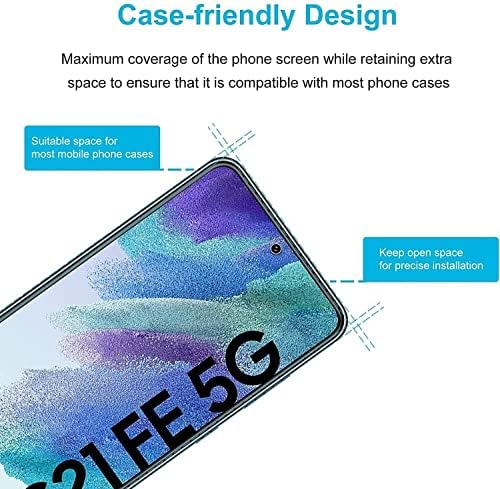 [Pacote de 2] Samsung Galaxy S21 Fe 5g Protetor de tela de vidro temperado [sem bolhas] [HD] [Compatível com o estojo de telefone celular] [9H Duridade] [2.5D Edge] [Anti-Scratch]