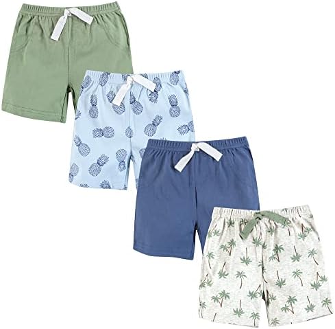 Hudson Baby Unisisex Baby e Curto-Cermentos Bottoms 4-Pack, Palm Tree, 9-12 meses