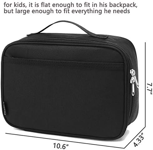Flowfly Kids Lanch Box Isolle Soft Bag Mini Cooler de volta à escola Kit Tote Tote para meninas, meninos, preto