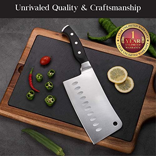Mestre mais faca de cozinha vermelha com bloco de faca de madeira e cutelo de bônus | Facas de aço inoxidável alemão com apontador