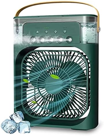Fã de ar condicionado portátil de Quesheng Mini refrigerador de ar evaporativo com 7 luzes LED de cor 1/2/3 Horário 3 Velocidade do vento