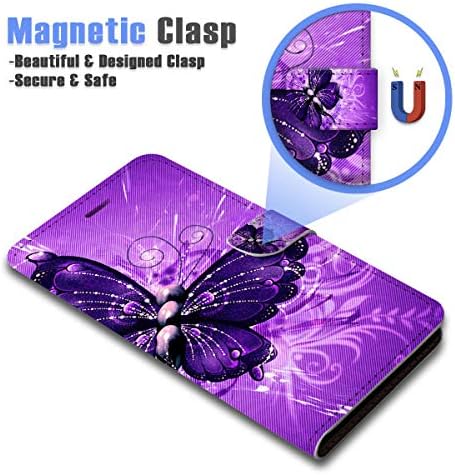 Para iPhone 13 Pro, capa de capa de carteira Flip Wallet projetada, A23252 Purple Butterfly 23252