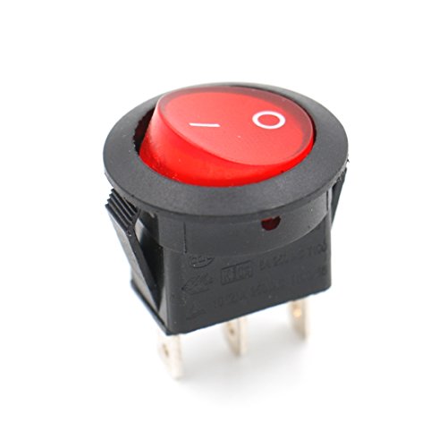 Interruptor de balancim redondo Baomain 6a/250v 10a/125V CA Red Light On-off Spst Ul List 5 pacote