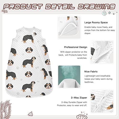 Vvfelixl Bernedoodle Dog Baby Bobagem vestível, saco de dormir de transição para bebês, saco de sono para bebês recém-nascidos,