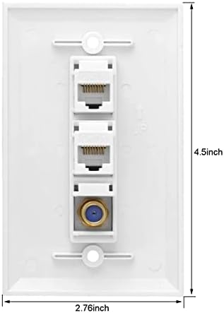 Placa de parede coaxial Ethernet, 1 porto gato 6 rj45 keystone e 1 port tv coaxt f tipo keystone placa de parede