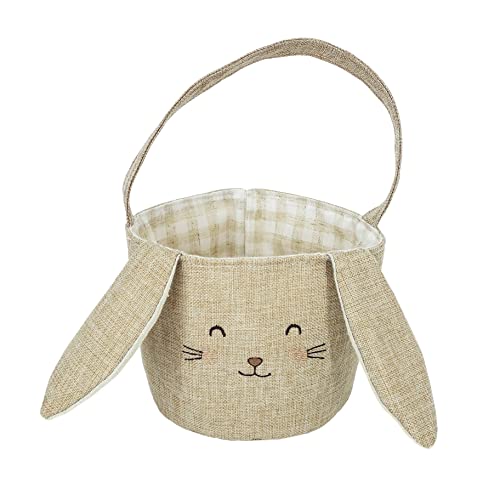 Mon Ami Premium Bunny Round Storage Basket com alças para organização - pode ser usado como cesta de lavanderia, organizadores de brinquedos, cesto de cobertor, decoração de berçário, decoração para crianças e muito mais - 13 polegadas