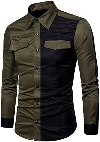 Maiyifu-gj masculina de manga longa camisas de caminhada de retalhos de retalhos de botão tática para baixo camisa de carga ao ar livre camisa fit com bolsos