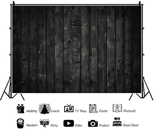 Oerju 12x8fffto de madeira escura de madeira escura fotografia de parede de parede de cenário vintage retro preto tábua de madeira