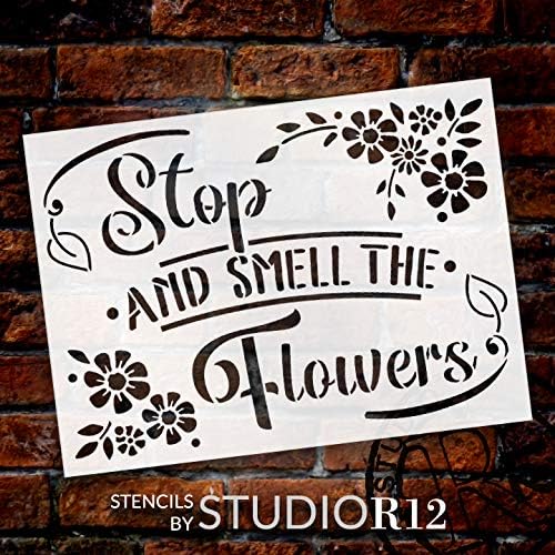 Pare e cheire o estêncil das flores por Studior12 | Modelo Mylar reutilizável Paint Wood Sign | Decoração de casa DIY artesanal