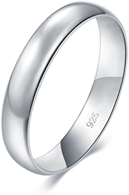 Anel de prata de Boruo - 925 anel de prata esterlina pura - anéis de prata esterlina para mulheres - elegantes anéis de banda de prata para mulheres e homens - presentes para ocasiões especiais de 4 mm, tamanho do anel de 6 mm 4-15