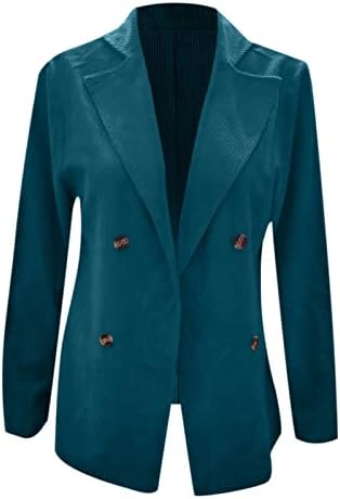 Jaquetas de Blazer Corduroy Women Fashion Fashion Plain Double Basted Winter outono Y2K Business Work Work Cropped Suacted Jacket