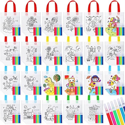 Bolsas de brindes para colorir fofas para crianças festas de aniversário para crianças festas para colorir festas para colorir saco de bolsas não tecidas para colorir com marcadores coloridos suprimentos de artesanato diy