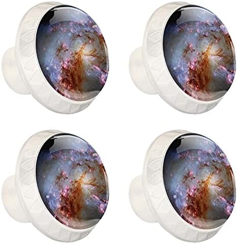 Botões de gaveta de cerveja para meninas belas galáxias botões de cômoda redonda botões de vidro de cristal para armário de armário de armário de armário 4pcs 1,38 × 1,10in