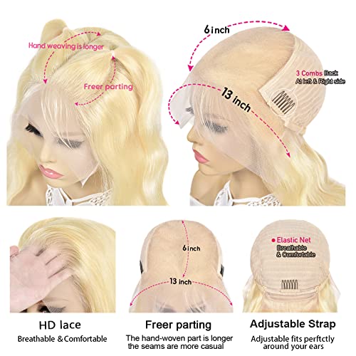 Alielaine loira renda frontal peruca cabelos humanos 13x6 onda corporal Lace Wigs frontal Cabelo humano Lace Frontal