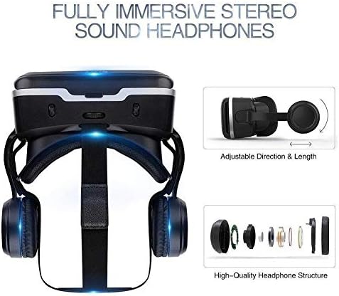 XGVRYG 3D VR Glasses, fone de ouvido VR, FOV 108 °, fone de ouvido de realidade virtual em HD com proteção ocular, com controle remoto e gamepad para smartphones, 4,5-6,0 polegadas, A a