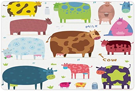 Pet de desenho animado lunarable tapete para comida e água, design de desenhos animados Vacas