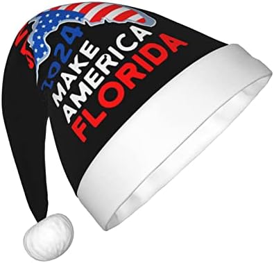 Cxxyjyj DeSantis 2024 Make America Florida Santa Hat para crianças Chapéus de Natal Chapé