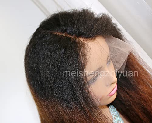 Ombre reto marrom 1b/30 transparente renda frontal perucas de cabelo humano pré -arrancou a peruca italiana de renda italiana para mulheres negras Remy Remy brasileiro de 150% de densidade branqueada 24