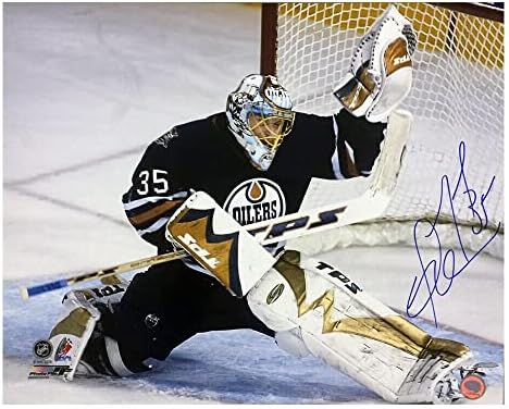 Dwayne Roloson assinou Edmonton Oilers 16 x 20 foto - 79114 - fotos autografadas da NHL