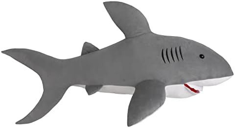 Anricgeo mako tubarão de pelúcia tubarão realista de pelúcia para um travesseiro de tamanho grande, bom presente para crianças e adultos