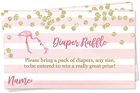 Bilhetes de sorteio de fraldas Let's Flamingo Baby Shower Party Party Watercolor Sprinkle Raffle Card insere mamã