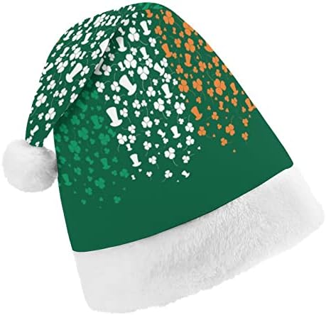 St Patricks Day Plexush Chattle Hat de Chapéus de Papai Noel com Brim Brim e Decoração de Xmas de Liner de Comforço