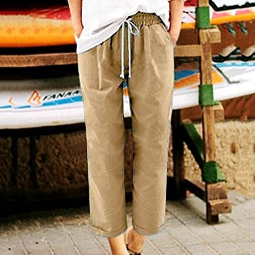 Calças de calças casuais para meninas adolescentes de comigeewa para mulheres linho de gaze de gaze de linho reto de outono