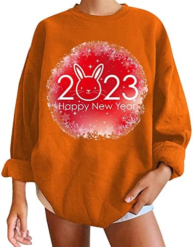 Jjhaevdy feminino 2023 Manga longa Mangueira redonda do pescoço redondo Drop ombro Sorto de moletom clássico Camiseta leve