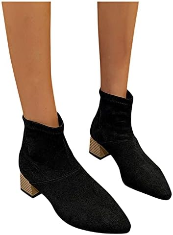 Botas curtas para mulheres botas laterais Conjunto de calcanhar sólido de moda feminina Botas de cor curta