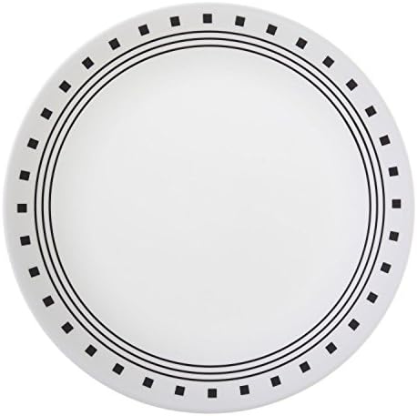 Corelle Livingware Black/White Glass City Block Plate 1 PK