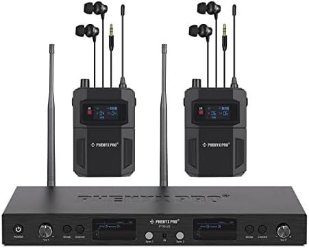Phenyx Pro UHF Mono Dual Wireless Ind Ear Monitor System, sistema IEM sem fio metálico, receptor de bodypack resistente,