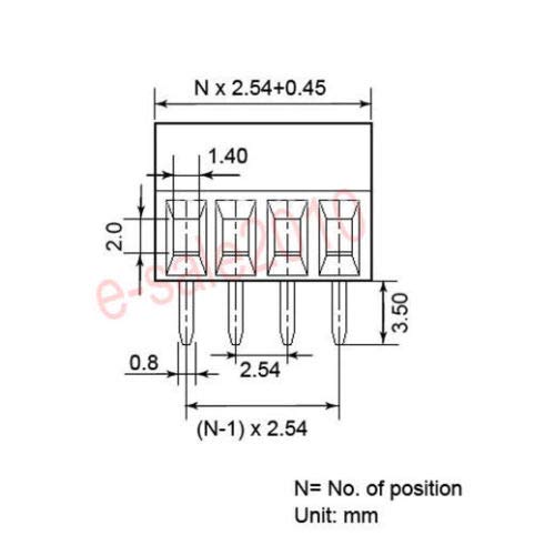 DBPARTS 5pcs 9 pinos de parafuso de parafuso conector de bloco de parafuso 2,54mm 0,1 painel de inclinação PCB montagem