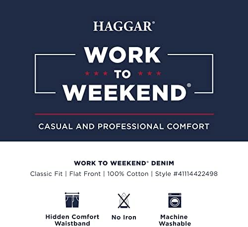 Haggar Men Pleat & Flat Front Denim - Tamanhos regulares e grandes e altos