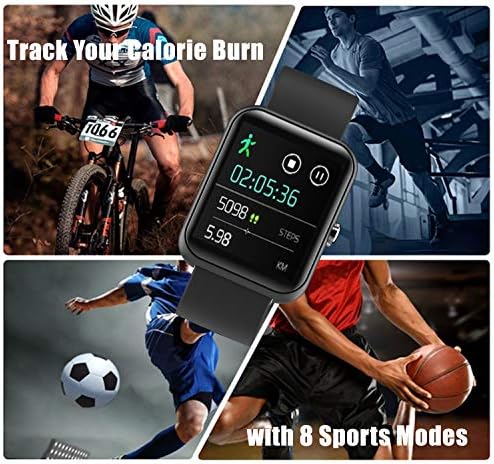 McNnadi Smart Watch Tracker de fitness [com 4 faixas extras/ tiras] pressão arterial, freqüência cardíaca, oxigênio no sangue,