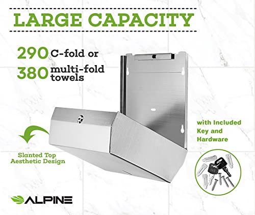 Alpine Industries 290 C-Folds / 380 Multifolds Dispensador de toalhas de papel e pacote de dispensador de capa de assento