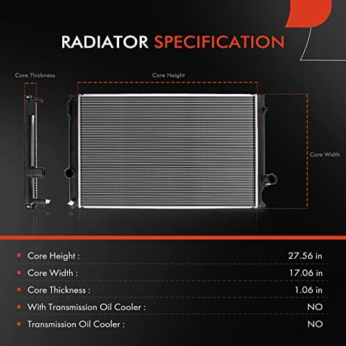 Conjunto do radiador do refrigerante do motor A-premium Compatível com Lexus NX200T 2015-2017, NX300 2018-2021, L4 2.0L, transmissão