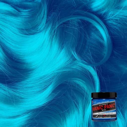 Manic Panic Atomic Turquoise Hair Dye - Classic Alta Tensão - Cor de Cabelo Semi -Permanente - Sombra Vívida, Aqua com Undertones Verdes - Vegan, PPD e Amônia - Para colorir cabelos em mulheres e homens