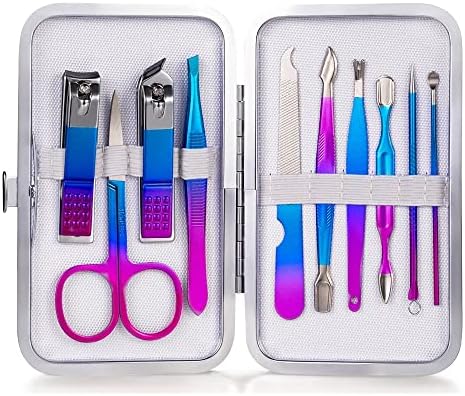 Ekins 7-15 peças Manicure Conjunto de unhas Clippers Pedicure Pedicure Aço inoxidável Rainbow Cutter unhas Scissor Kit de unhas domésticas