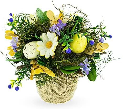 Bestpysanky ovo de páscoa e flores decorativas vaso de flores