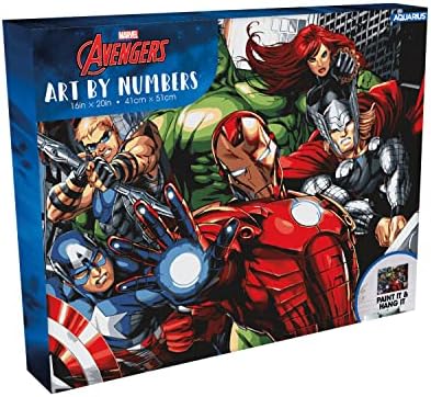 Aquarius Marvel Vingadores monta arte por números - 16 x 20 polegadas Avengers Timed Paint by Number for Adults & Kids - DIY Cor