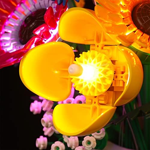Kit de luz LED para Bouquet de flores silvestres LEGO 10313 Flores artificiais com papoilas e lavanda, Luzes de decoração