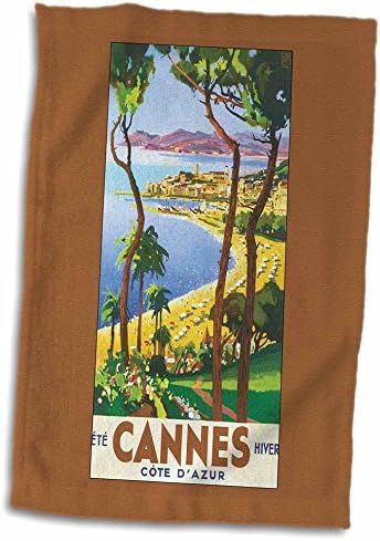 3drose Cannes Cote d azur rótulo colorido de viagens de praia - toalhas