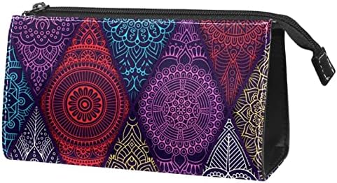 Tbouobt Makeup Bag Zipper Bolsa Travel Cosmética Organizador para Mulheres e Meninas, Mandala Tribal Floral Retro Floral